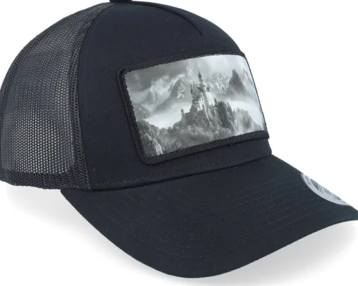 Castle On The Mountains Black A-Frame Trucker - Iconic