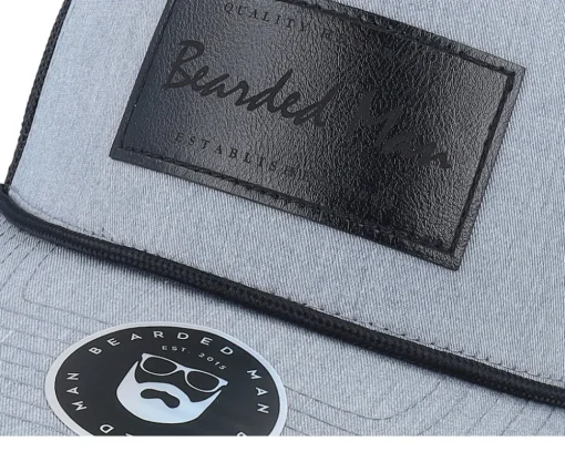 Casual Logo Black Patch Heather Grey/Black Rope A-Frame Trucker - Bearded Man