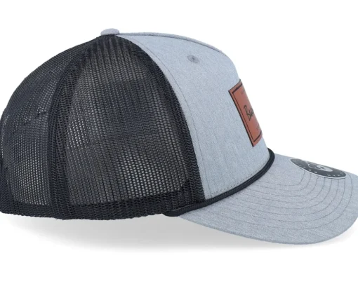 Casual Logo Brown Patch Heather Grey/Black Rope A-Frame Trucker - Bearded Man