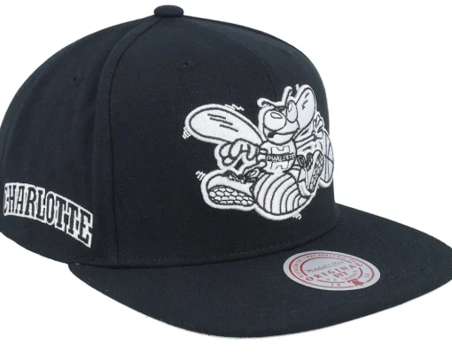 Charlotte Hornets Evergreen Black/White Snapback - Mitchell & Ness