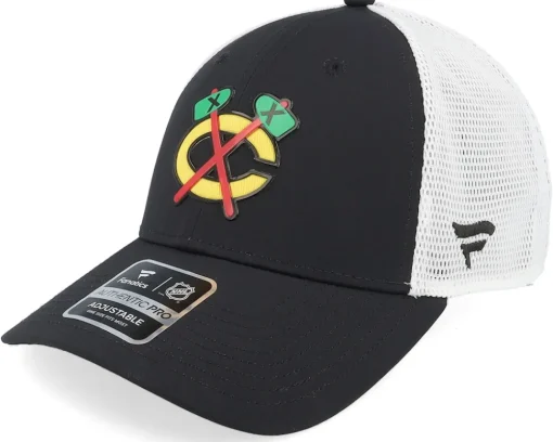 Chicago Blackhawks Authentic Pro Rink Black/White Trucker - Fanatics