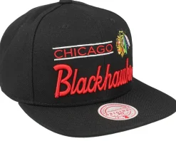 Chicago Blackhawks Retro Lock Up Black Snapback - Mitchell & Ness