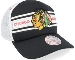 Chicago Blackhawks Sideline Black/White A-frame Trucker - Mitchell & Ness