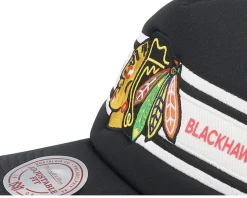 Chicago Blackhawks Sideline Black/White A-frame Trucker - Mitchell & Ness