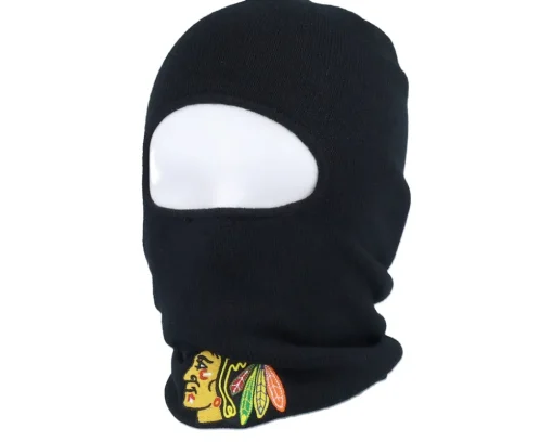 Chicago Blackhawks Tailgate Knit Black Baclava Cuff - Mitchell & Ness