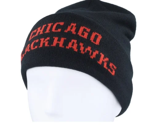 Chicago Blackhawks Tailgate Knit Black Baclava Cuff - Mitchell & Ness