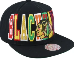 Chicago Blackhawks Varsity Bust Black Snapback - Mitchell & Ness