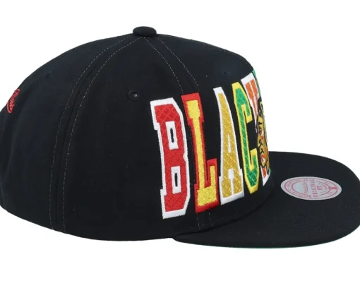 Chicago Blackhawks Varsity Bust Black Snapback - Mitchell & Ness