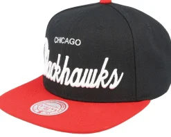 Chicago Blackhawks Vintage Script Black Snapback - Mitchell & Ness