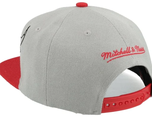 Chicago Bulls Knock Out Panel Grey/Red Snapback - Mitchell & Ness