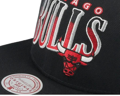 Chicago Bulls Line Work Black Snapback - Mitchell & Ness