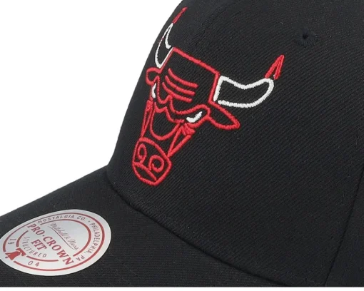 Chicago Bulls Neon Logo Pro Black Adjustable - Mitchell & Ness