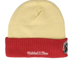 Chicago Bulls Side Patch Knit Off White/Red Cuff - Mitchell & Ness