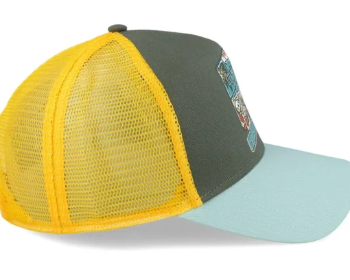 Chill Out Olive/Turquoise Coastal Trucker - Coastal