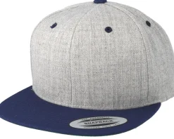 Classic Heather Grey/Navy Snapback - Yupoong