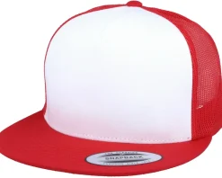 Classic White/Red A-Frame Trucker Snapback - Yupoong