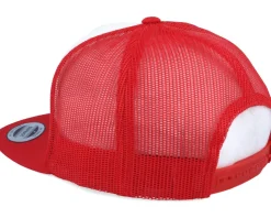 Classic White/Red A-Frame Trucker Snapback - Yupoong