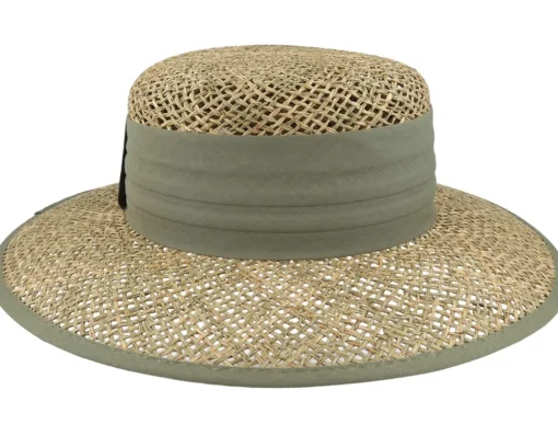 Cloche Seagras Natural/Khaki Straw Hat - Seeberger