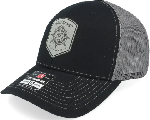 Compass Shield Grey Patch Black/Charcoal Trucker - Wild Spirit