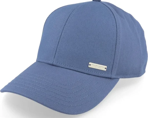 Cotton Fabric Baseball Cap Steel Blue Adjustable - Seeberger