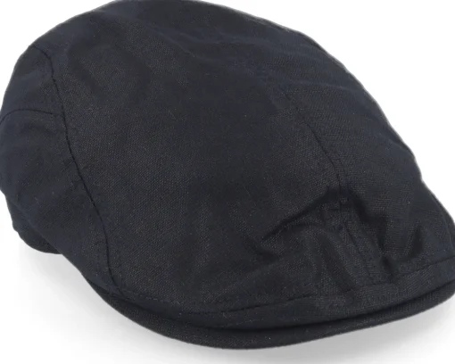 Cotton Linen Ivy Cap Black Flat Cap - Seeberger