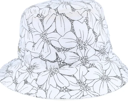Cotton Mix Hat With Flower Print White Bucket - Seeberger