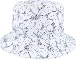 Cotton Mix Hat With Flower Print White Bucket - Seeberger