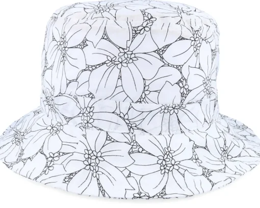 Cotton Mix Hat With Flower Print White Bucket - Seeberger
