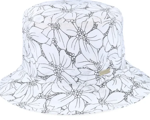 Cotton Mix Hat With Flower Print White Bucket - Seeberger