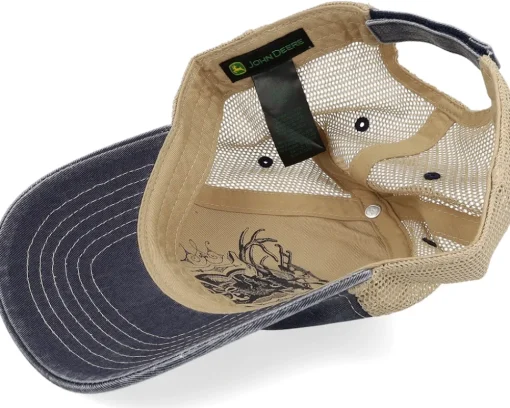 Cotton/Poly Mesh Ivory/Navy Trucker - John Deere