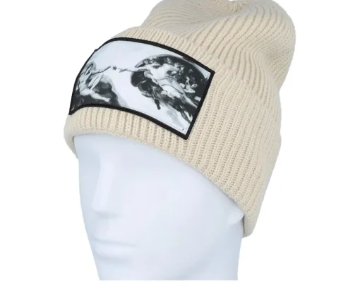 Creation Of Adam Beanie Oatmeal Oversized Cuff - Calza Pennello