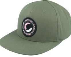 Crown Badge Pink Army Olive Snapback - Hatstore