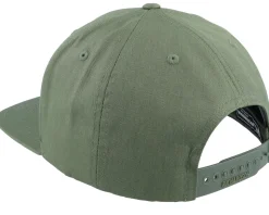 Crown Badge Pink Army Olive Snapback - Hatstore