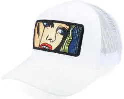 Crying Girl Pop Art Velvet White A-Frame Trucker - Calza Pennello