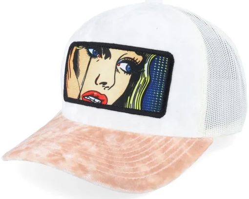 Crying Girl Pop Art Velvet White A-Frame Trucker - Calza Pennello