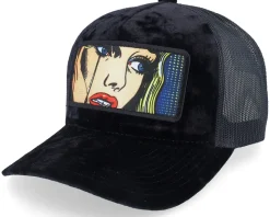 Crying Girl Pop Art Velvet White A-Frame Trucker - Calza Pennello