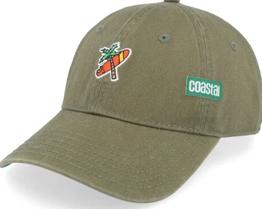 Curved Visor Palm Cross Olive Dad Cap - Coastal