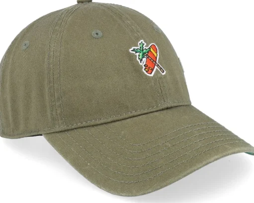 Curved Visor Palm Cross Olive Dad Cap - Coastal