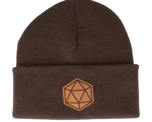 D20 Patch Chocolate Brown Beanie - Gamerz