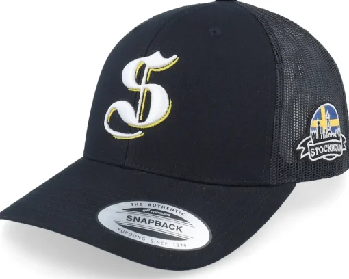 3d Stockholm White Letter Black Trucker - Hatstore