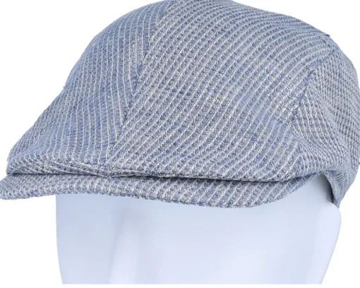 Daffy 3 Organic Hemp/Linen Blue Flat Cap - MJM Hats