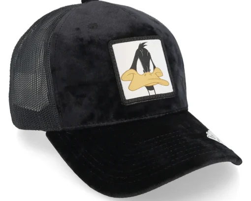 Daffy Duck Face Black Velvet Trucker - Looney Tunes