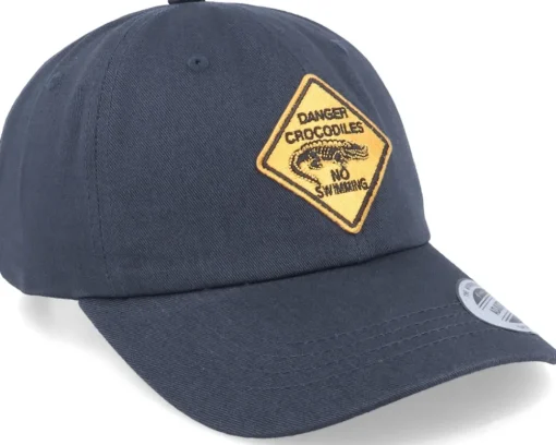 Danger Crocodiles No Swimming Navy Dad Cap - Iconic