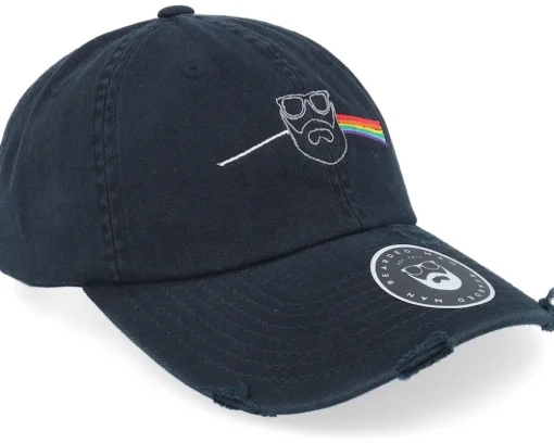 Dark Side Of The Beard Ripped Black Dad Cap - Bearded Man