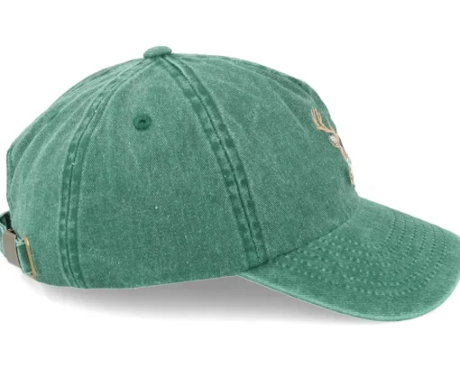 Deer Embroidery Green A-frame Dad Cap - Wild Spirit