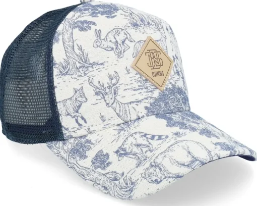 Deer Pattern White/Navy A-Frame Trucker - Djinns