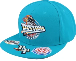 Detroit Pistons Front Face Teal Snapback - Mitchell & Ness