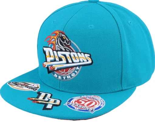 Detroit Pistons Front Face Teal Snapback - Mitchell & Ness