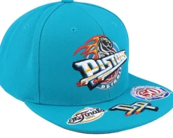 Detroit Pistons Front Face Teal Snapback - Mitchell & Ness