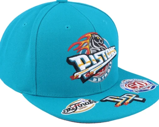 Detroit Pistons Front Face Teal Snapback - Mitchell & Ness